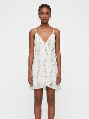 11- ALLSAINTS floral white dress size US 6